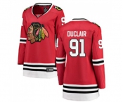 Women Chicago Blackhawks #91 Anthony Duclair Authentic Red Home Fanatics Branded Breakaway NHL Jersey