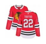 Women's Adidas Chicago Blackhawks #22 Jordin Tootoo Premier Red Home NHL Jersey