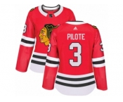 Women's Adidas Chicago Blackhawks #3 Pierre Pilote Premier Red Home NHL Jersey