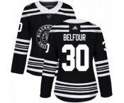 Women's Adidas Chicago Blackhawks #30 ED Belfour Authentic Black 2019 Winter Classic NHL Jersey