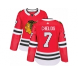 Women's Adidas Chicago Blackhawks #7 Chris Chelios Authentic Red Home NHL Jersey