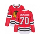 Women's Adidas Chicago Blackhawks #70 Dennis Rasmussen Authentic Red Home NHL Jersey