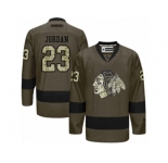 Women's Reebok Chicago Blackhawks #23 Michael Jordan Premier Green Salute to Service NHL Jersey