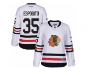 Women's Reebok Chicago Blackhawks #35 Tony Esposito Authentic White 2017 Winter Classic NHL Jersey