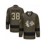Women's Reebok Chicago Blackhawks #38 Ryan Hartman Premier Green Salute to Service NHL Jersey