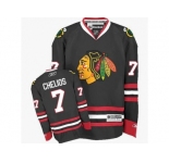 Women's Reebok Chicago Blackhawks #7 Chris Chelios Authentic Black Third NHL Jersey