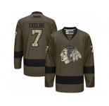Women's Reebok Chicago Blackhawks #7 Chris Chelios Authentic Green Salute to Service NHL Jersey