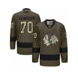 Women's Reebok Chicago Blackhawks #70 Dennis Rasmussen Authentic Green Salute to Service NHL Jersey