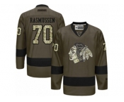Women's Reebok Chicago Blackhawks #70 Dennis Rasmussen Authentic Green Salute to Service NHL Jersey
