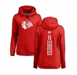 NHL Women Adidas Chicago Blackhawks #11 Jordan Schroeder Red One Color Backer Pullover Hoodie