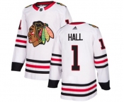 Youth Adidas Chicago Blackhawks #1 Glenn Hall Authentic White Away NHL Jersey