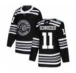 Youth Adidas Chicago Blackhawks #11 Jordan Schroeder Authentic Black 2019 Winter Classic NHL Jersey