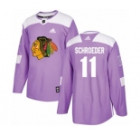 Youth Adidas Chicago Blackhawks #11 Jordan Schroeder Authentic Purple Fights Cancer Practice NHL Jersey