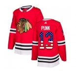 Youth Adidas Chicago Blackhawks #13 CM Punk Authentic Red USA Flag Fashion NHL Jersey
