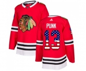 Youth Adidas Chicago Blackhawks #13 CM Punk Authentic Red USA Flag Fashion NHL Jersey