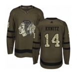 Youth Adidas Chicago Blackhawks #14 Chris Kunitz Authentic Green Salute to Service NHL Jersey
