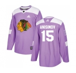 Youth Adidas Chicago Blackhawks #15 Artem Anisimov Authentic Purple Fights Cancer Practice NHL Jersey