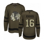 Youth Adidas Chicago Blackhawks #16 Marcus Kruger Authentic Green Salute to Service NHL Jersey