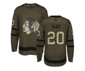Youth Adidas Chicago Blackhawks #20 Brandon Saad Green Salute to Service Stitched NHL Jersey