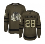 Youth Adidas Chicago Blackhawks #28 Henri Jokiharju Authentic Green Salute to Service NHL Jersey