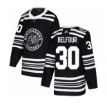 Youth Adidas Chicago Blackhawks #30 ED Belfour Authentic Black 2019 Winter Classic NHL Jersey