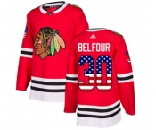 Youth Adidas Chicago Blackhawks #30 ED Belfour Authentic Red USA Flag Fashion NHL Jersey