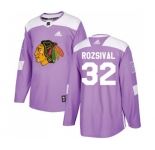 Youth Adidas Chicago Blackhawks #32 Michal Rozsival Authentic Purple Fights Cancer Practice NHL Jersey