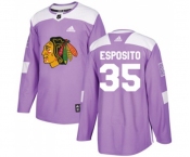 Youth Adidas Chicago Blackhawks #35 Tony Esposito Authentic Purple Fights Cancer Practice NHL Jersey