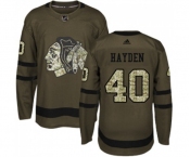 Youth Adidas Chicago Blackhawks #40 John Hayden Authentic Green Salute to Service NHL Jersey