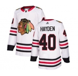 Youth Adidas Chicago Blackhawks #40 John Hayden Authentic White Away NHL Jersey