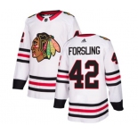 Youth Adidas Chicago Blackhawks #42 Gustav Forsling Authentic White Away NHL Jersey