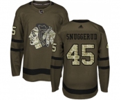 Youth Adidas Chicago Blackhawks #45 Luc Snuggerud Authentic Green Salute to Service NHL Jersey