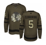 Youth Adidas Chicago Blackhawks #5 Adam Clendening Authentic Green Salute to Service NHL Jersey