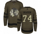 Youth Adidas Chicago Blackhawks #74 Nicolas Beaudin Authentic Green Salute to Service NHL Jersey