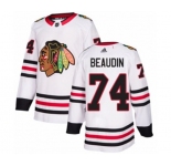 Youth Adidas Chicago Blackhawks #74 Nicolas Beaudin Authentic White Away NHL Jersey