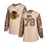 Youth Adidas Chicago Blackhawks #78 Nathan Noel Authentic Camo Veterans Day Practice NHL Jersey