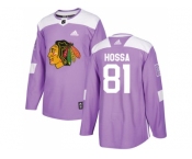 Youth Adidas Chicago Blackhawks #81 Marian Hossa Purple Authentic Fights Cancer Stitched NHL Jersey