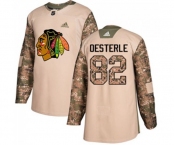 Youth Adidas Chicago Blackhawks #82 Jordan Oesterle Authentic Camo Veterans Day Practice NHL Jersey