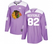 Youth Adidas Chicago Blackhawks #82 Jordan Oesterle Authentic Purple Fights Cancer Practice NHL Jersey