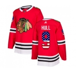 Youth Adidas Chicago Blackhawks #9 Bobby Hull Authentic Red USA Flag Fashion NHL Jersey
