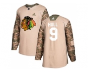 Youth Adidas Chicago Blackhawks #9 Bobby Hull Camo Authentic 2017 Veterans Day Stitched NHL Jersey