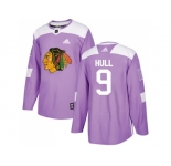 Youth Adidas Chicago Blackhawks #9 Bobby Hull Purple Authentic Fights Cancer Stitched NHL Jersey