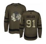 Youth Adidas Chicago Blackhawks #91 Anthony Duclair Authentic Green Salute to Service NHL Jersey