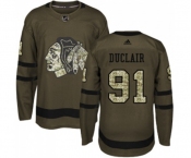 Youth Adidas Chicago Blackhawks #91 Anthony Duclair Authentic Green Salute to Service NHL Jersey