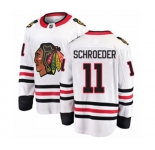 Youth Chicago Blackhawks #11 Jordan Schroeder Authentic White Away Fanatics Branded Breakaway NHL Jersey