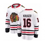 Youth Chicago Blackhawks #16 Marcus Kruger Authentic White Away Fanatics Branded Breakaway NHL Jersey