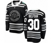 Youth Chicago Blackhawks #30 ED Belfour Black 2019 Winter Classic Fanatics Branded Breakaway NHL Jersey