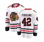 Youth Chicago Blackhawks #42 Gustav Forsling Fanatics Branded White Away Breakaway NHL Jersey