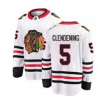 Youth Chicago Blackhawks #5 Adam Clendening Authentic White Away Fanatics Branded Breakaway NHL Jersey