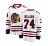 Youth Chicago Blackhawks #74 Nicolas Beaudin Authentic White Away Fanatics Branded Breakaway NHL Jersey
